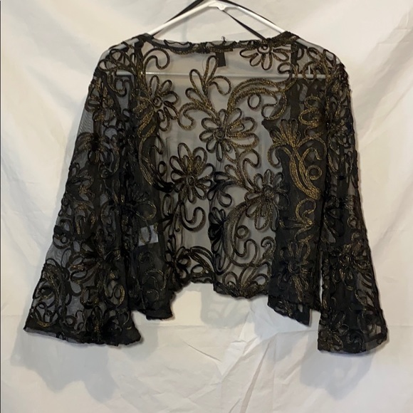 Nina Leonard Black Cardigan with Flower Details - Picture 2 of 7